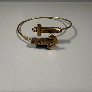 Gold Tone Nautical Anchor Bangle Bracelet
